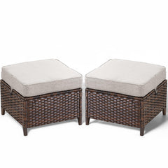 Outdoor Wicker Patio Ottoman Set - 2 Piece