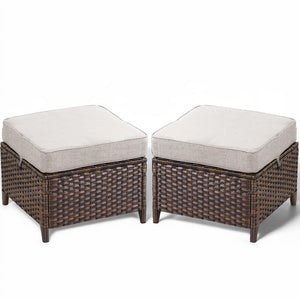 Outdoor Wicker Patio Ottoman Set - 2 Piece