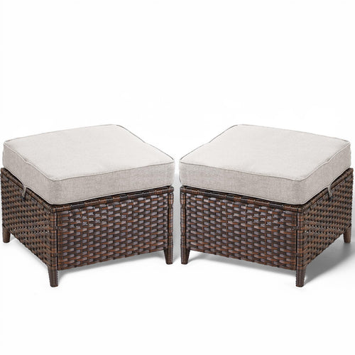 Outdoor Wicker Patio Ottoman Set - 2 Piece