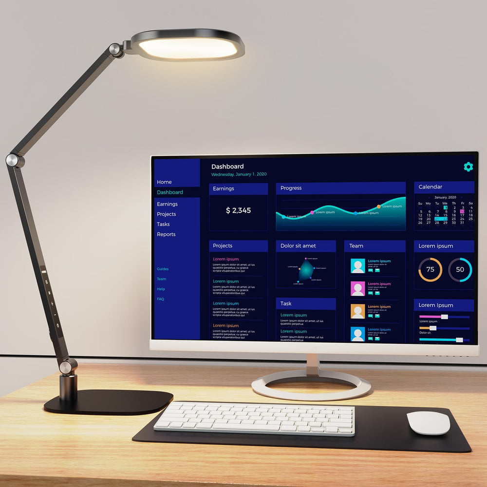 LED Desk Lamp with Swing Arm & Webcam Light