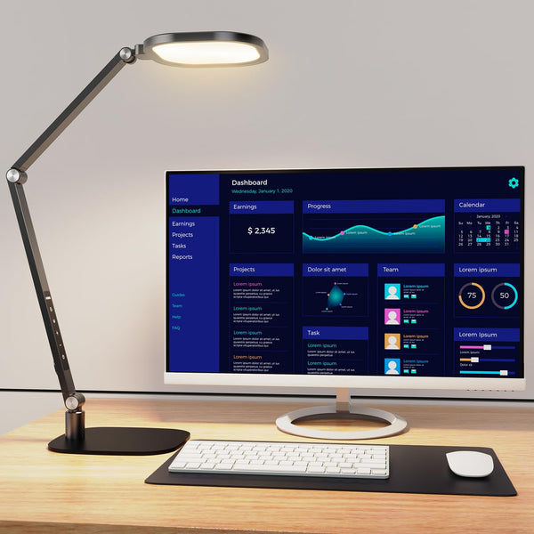 LED Desk Lamp with Swing Arm & Webcam Light