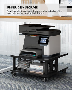 2-Tier Printer Stand with Wheels and Storage Shelf