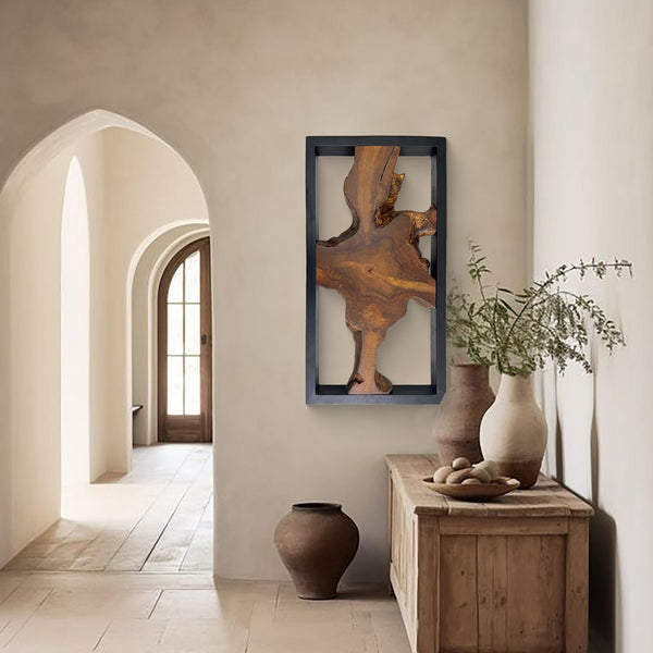 Teak Wood Wall Art Decor – Rustic Farmhouse Wooden Wall Hanging