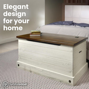Pine Wood Storage Trunk & Entryway Bench