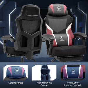 Ergonomic Mesh Gaming Chair with Footrest