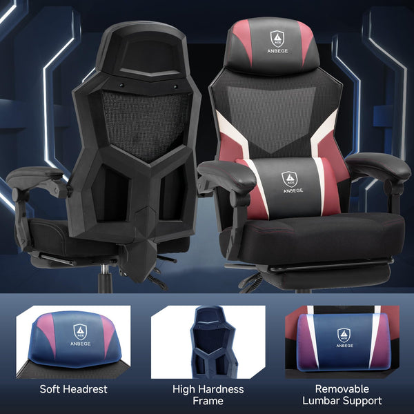 Ergonomic Mesh Gaming Chair with Footrest