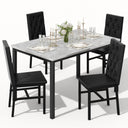 5-Piece Faux Marble Dining Table Set with Button Tufted Chairs