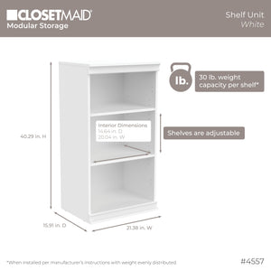 Modular Storage Shelf Unit with 3 Adjustable Shelves