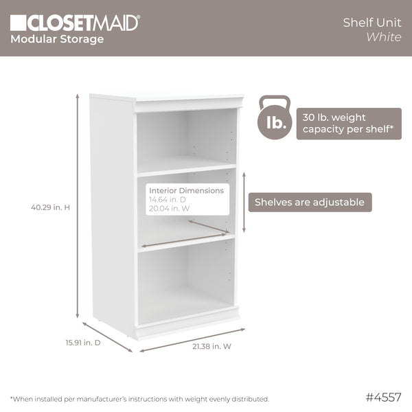 Modular Storage Shelf Unit with 3 Adjustable Shelves