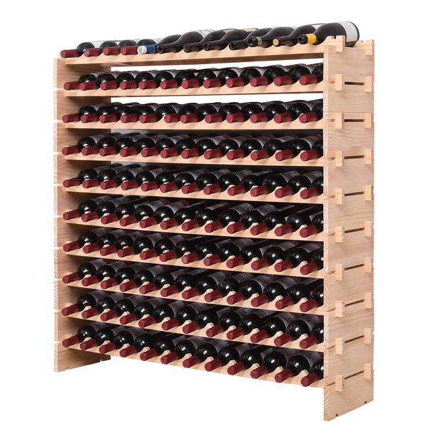 Pine Wood Freestanding Wine Rack