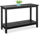 2-Shelf Eucalyptus Wood Console Table Indoor Outdoor