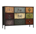 9-Drawer Fabric Dresser with Metal Frame & Wood Top