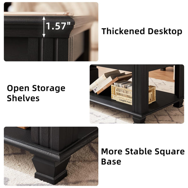 Coffee Table Set of 3 with Open Shelf