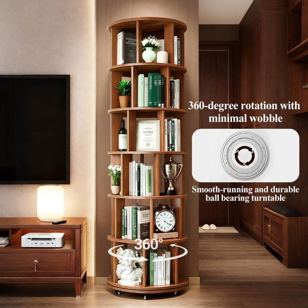 6-Tier Rotating Bookshelf Tower