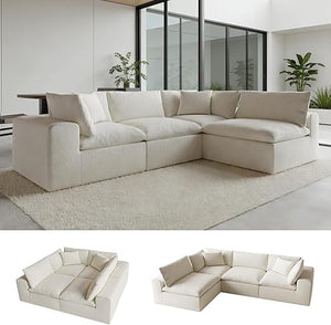 Modular Sectional Sofa Bed with Deep Seats – Chenille Cloud Couch