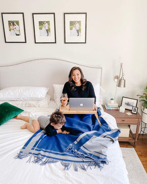 Merino Wool & Cashmere Reversible Throw Blanket with Fringe