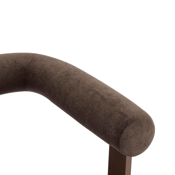 Velvet Accent Chair with Curved Backrest & Wooden Legs