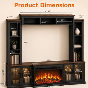 98" Farmhouse TV Stand with Fireplace & Barn Doors
