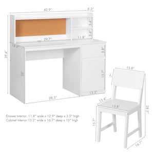 Kids Study Desk with Chair Set and Hutch