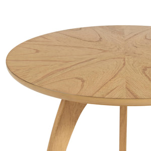 Round Wood End Table with Lower Shelf