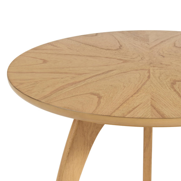 Round Wood End Table with Lower Shelf