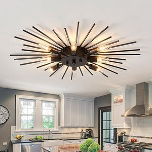 8-Light Semi Flush Mount Sputnik Ceiling Light