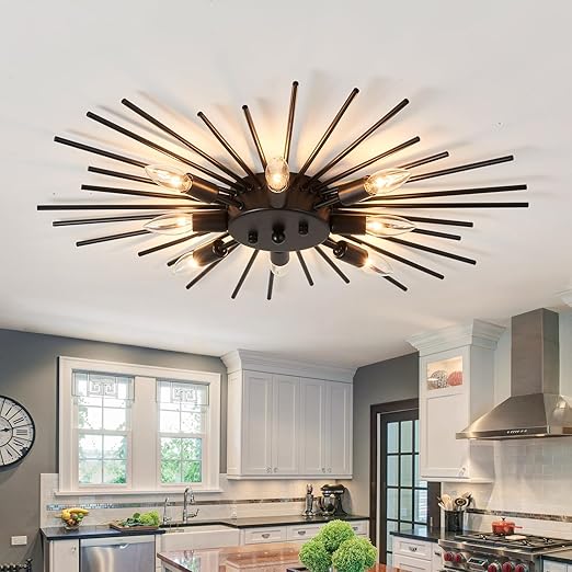 8-Light Semi Flush Mount Sputnik Ceiling Light