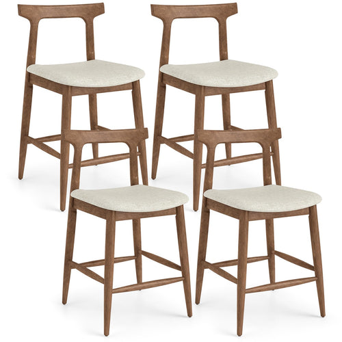 Counter Height Bar Stools Set of 4 – Upholstered Cushioned Seats with Curved Back & Footrest