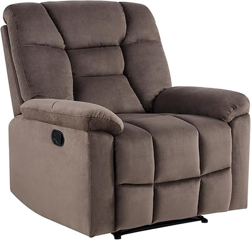 Overstuffed Manual Recliner Chair with Padded Headrest