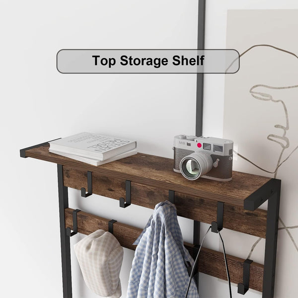 5-in-1 Hall Tree with Console Table & Shoe Rack