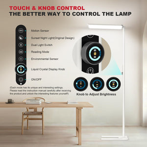 150W Full-Spectrum LED Floor Lamp, 11000LM Dimmable 4000K, Motion Sensor & Nightlight, 79"