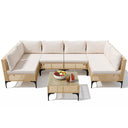 7-Piece Outdoor Wicker Sectional Sofa Set with Coffee Table