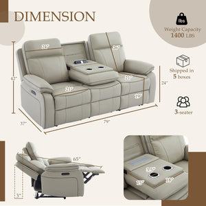 Power Reclining Sofa with Fold-Down Table & Charging Station