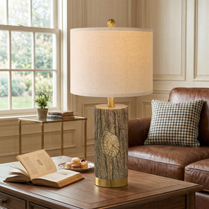 Rustic Farmhouse Table Lamp Set with USB Charging Ports
