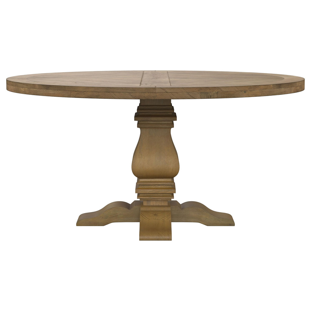 60-Inch Round Farmhouse Pedestal Dining Table – Pine Wood
