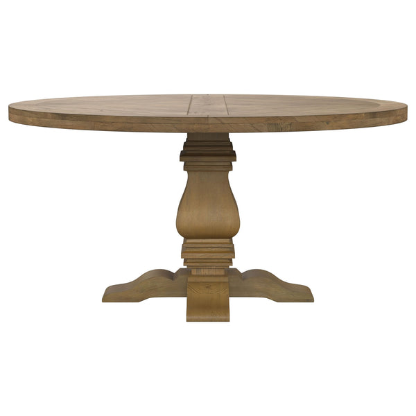 60-Inch Round Farmhouse Pedestal Dining Table – Pine Wood