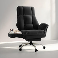 Big and Tall Office Chair with Flip Armrests, Footrest & Reclining Wide Seat