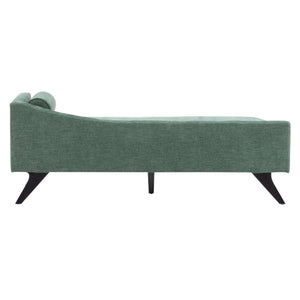 Mid-Century Chaise Lounge Sofa with Rolled Accent Pillow