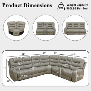 Power Reclining Sectional Sofa with USB Ports & Storage