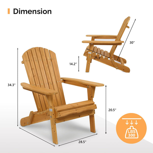 Folding Adirondack Chair – Solid Fir Wood, Outdoor