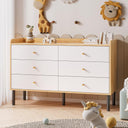 6 Drawer Dresser with Wood Frame and Metal Handles
