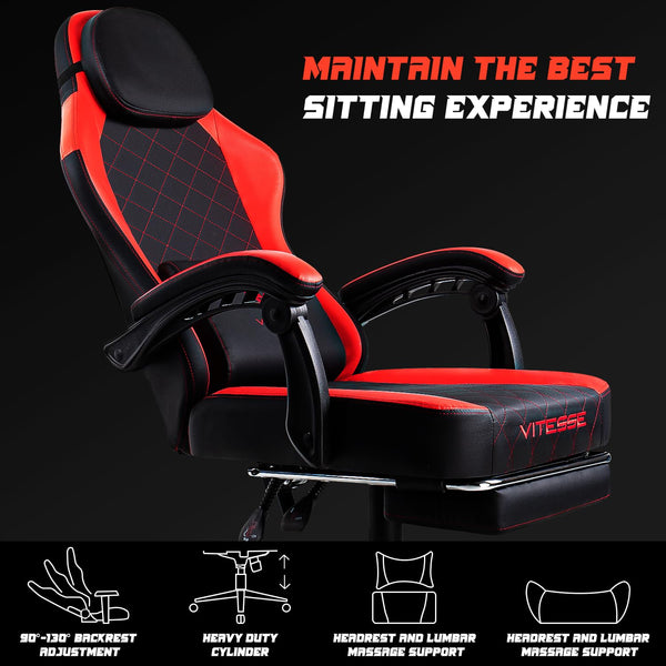Ergonomic Gaming Chair with Lumbar Support & Headrest