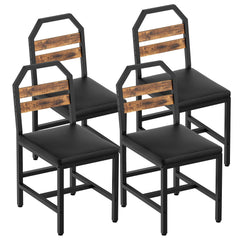 Industrial Dining Chair Set with Upholstered Seat and Metal Legs