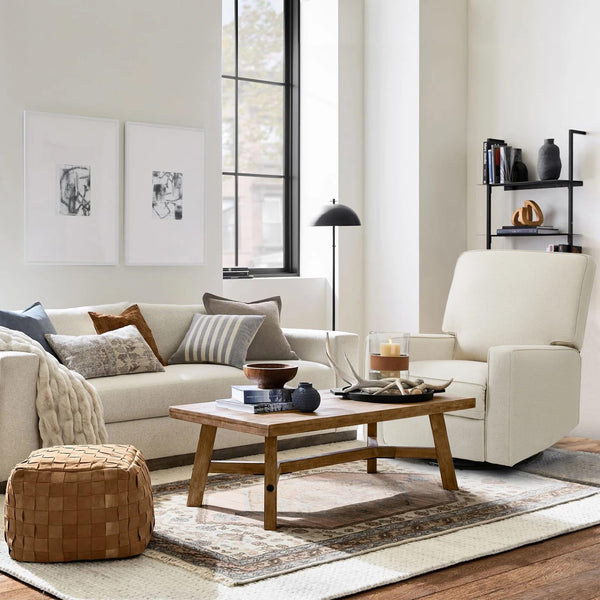 Swivel Glider Rocker Recliner Chair – High Back, Deep Seat, Linen Fabric