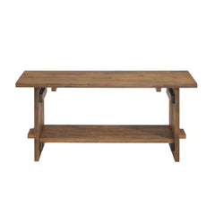 40" Entryway Bench with Storage Shelf – Solid Acacia Wood
