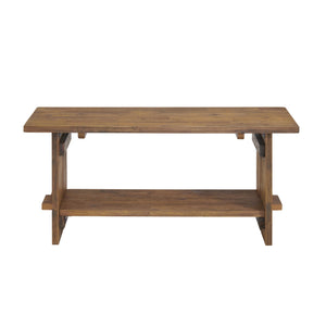 40" Entryway Bench with Storage Shelf – Solid Acacia Wood