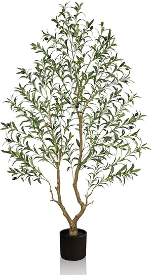 Artificial Olive Tree – Indoor Faux Plant with Black Pot