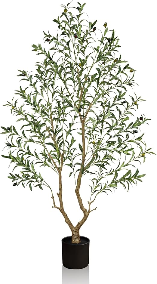 Artificial Olive Tree – Indoor Faux Plant with Black Pot