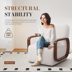 Swivel Accent Chair with Solid Wood Base & Chenille Fabric