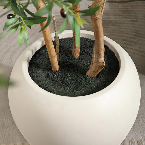 8FT Artificial Olive & Ficus Tree – Indoor Potted Plant with Natural Wood Trunk